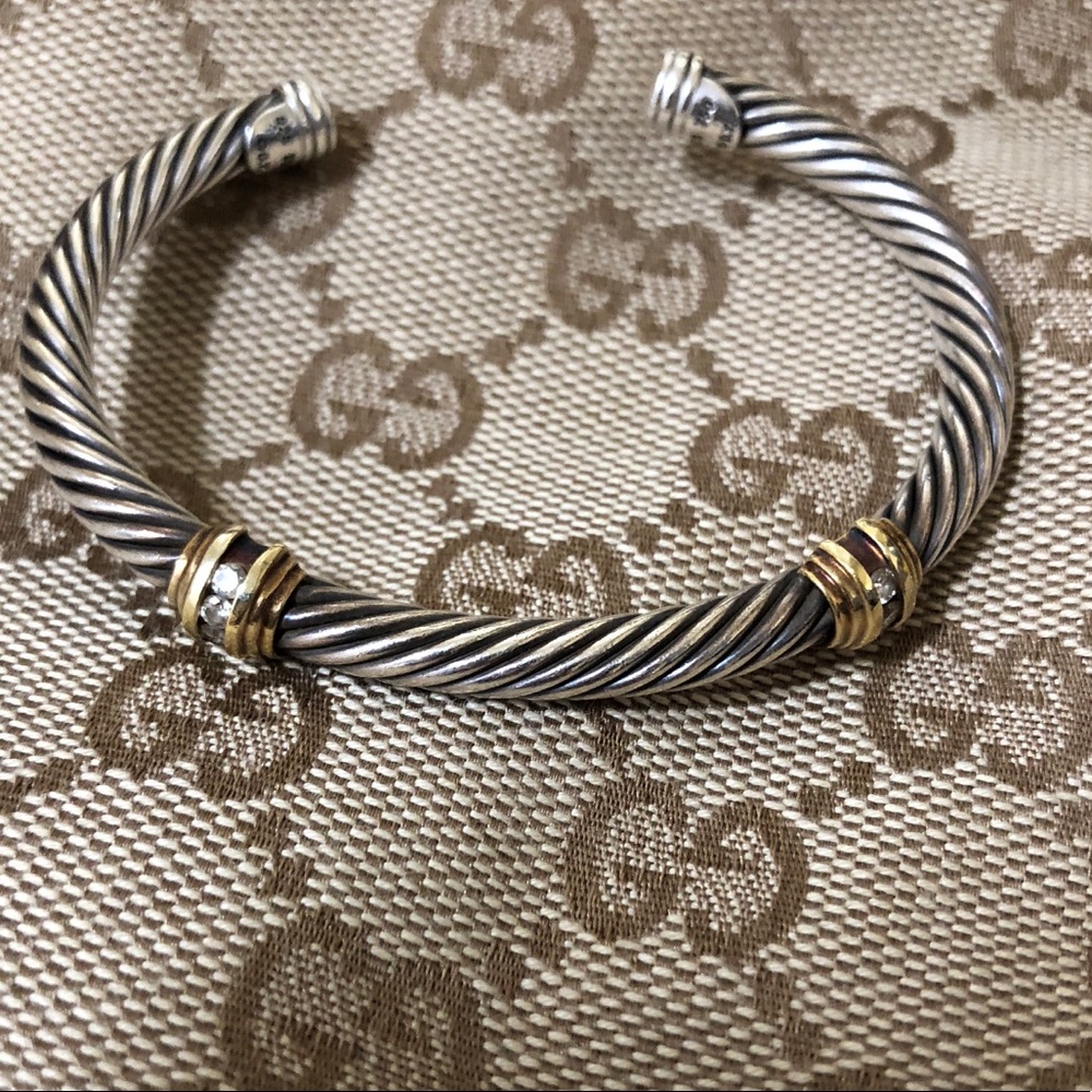 David Yurman bangle with two sets of diamonds